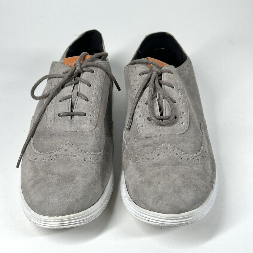 Cole Haan Misha Grand OS Women 10B Gray Suede Oxford II Shoes W05167 Wingtip - Picture 3 of 16